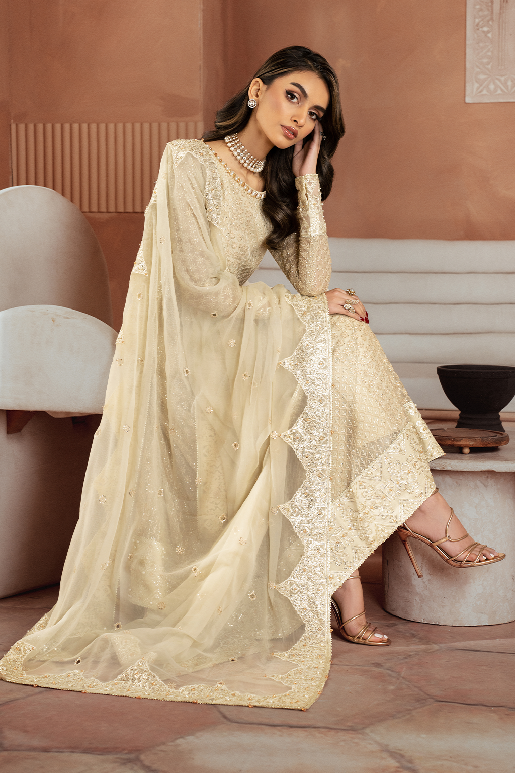 Iznik | Chiffon Kari | ICK-06 Embroidered Chiffon - Ladies Clothes - Maria Faisal