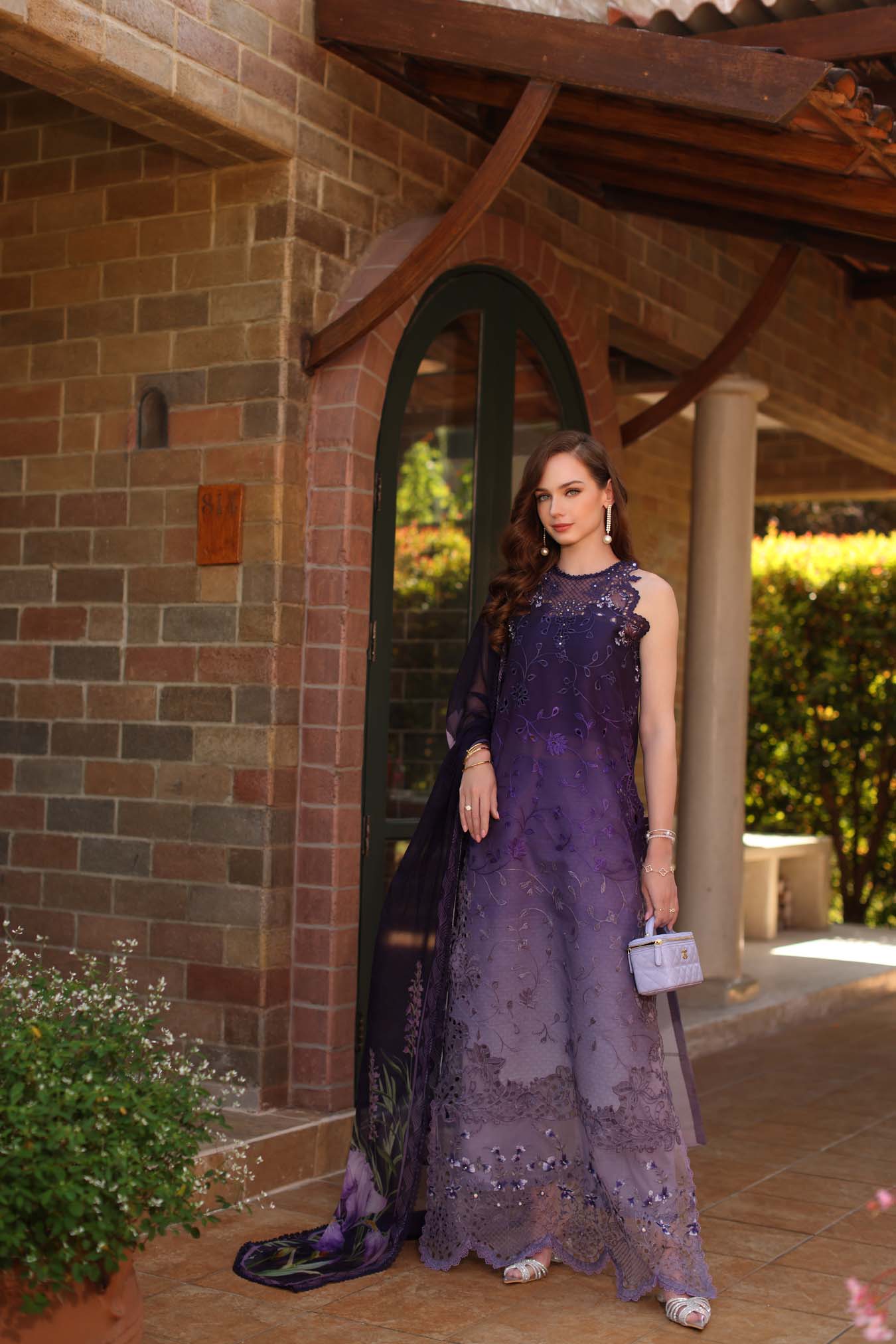Saadia Asad | Luxury Eid Schiffli Laserkari 26 | D4 - A - Seraphine - Luxury Dress - available at Maria Faisal in UK and USA.