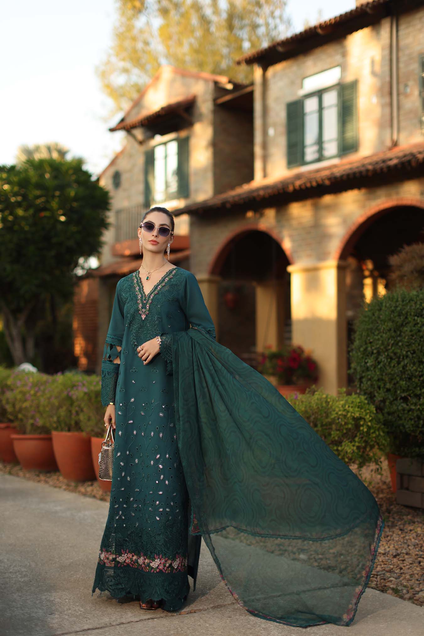 Saadia Asad | Luxury Eid Schiffli Laserkari 26 |D6 - B - Zelina - Luxury Dress - available at Maria Faisal in UK and USA.