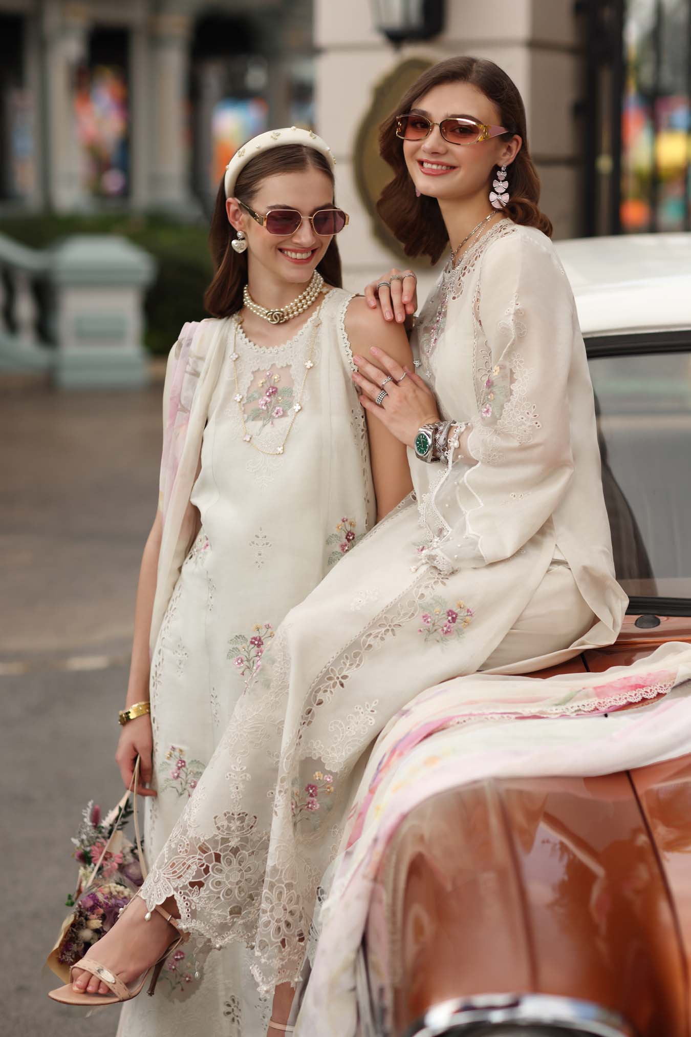 Noor by Saadia Asad | Eid Luxe Chikankari 26 | D2 - Pearl Ivory - Luxury Dress - available at Maria Faisal in UK and USA.