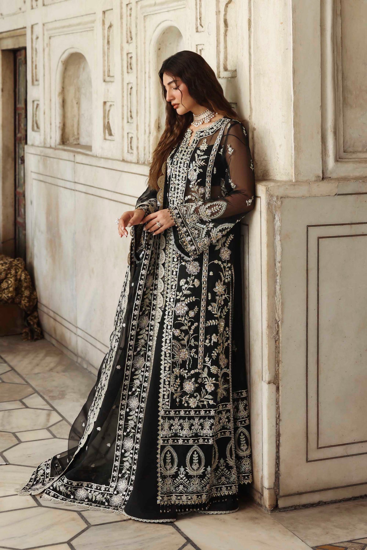 Akbar Aslam | Rang Mahal Formals | Siyahgul - Formal Dress - available at Maria Faisal in UK and USA.