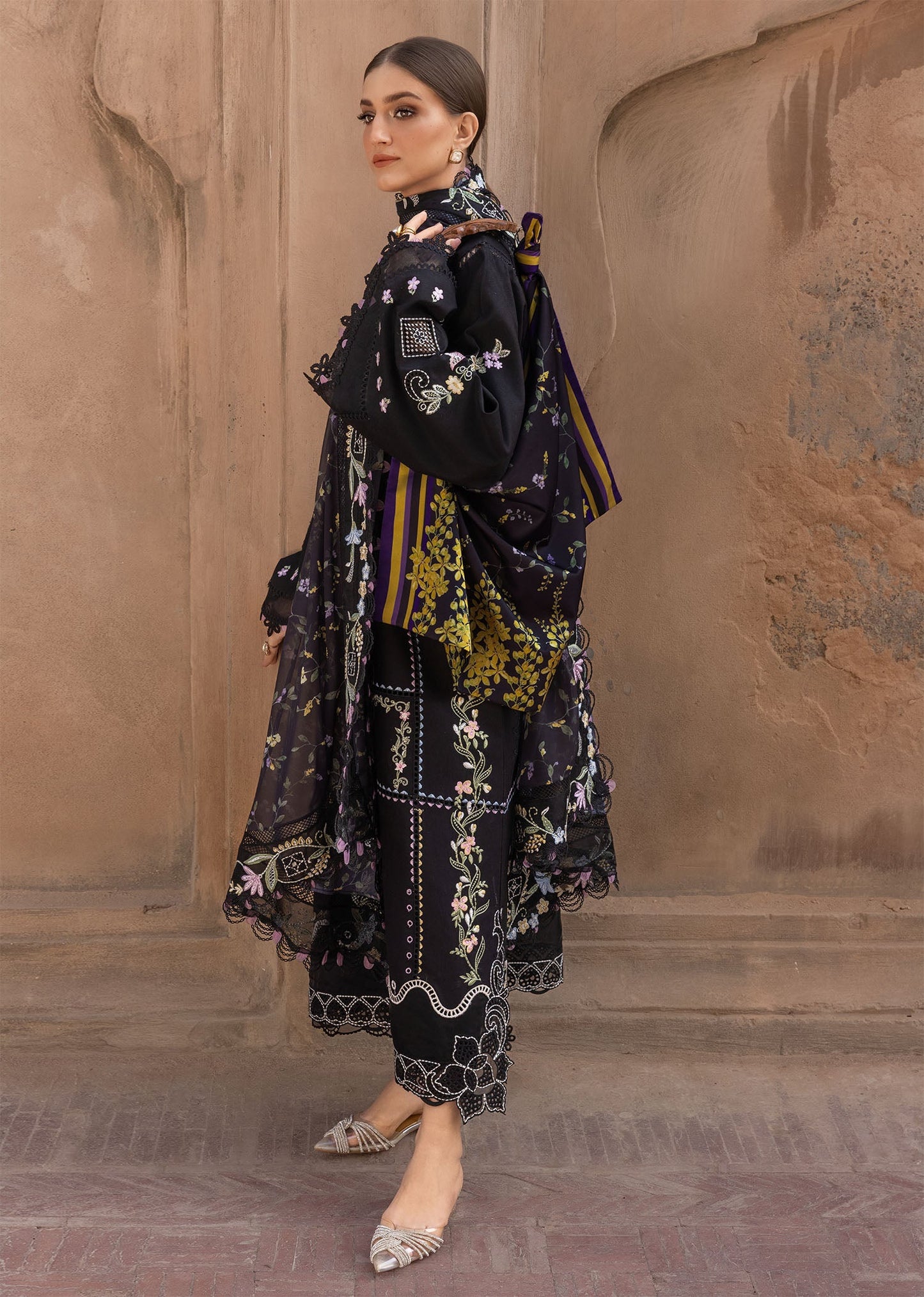 Crimson | Flow Lawn'26 | FLORAL SERENITY - D1A - Festive Dress - available at Maria Faisal in UK and USA.