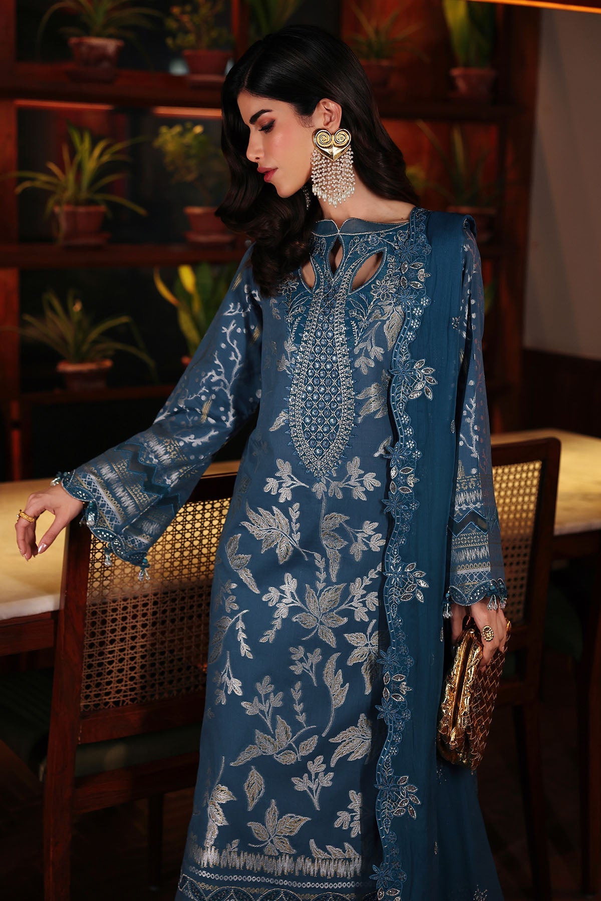Nureh | Exclusive Jacquard | NE-223 - Luxury Dress - available at Maria Faisal in UK and USA.