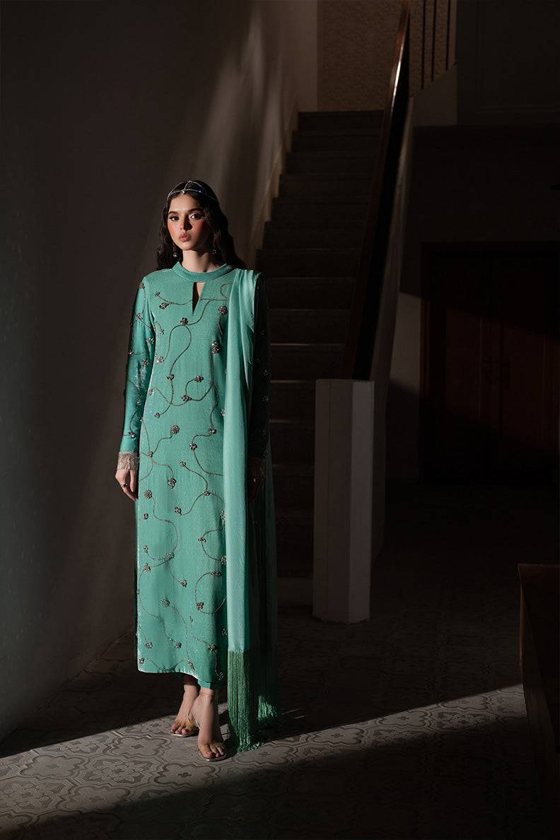 Caia | Luxury Velvet Edit 25 | Turquoise by Maria Faisal - Registered Vendor of : Caia - type : Ladies Clothes - 100% original wedding dresses