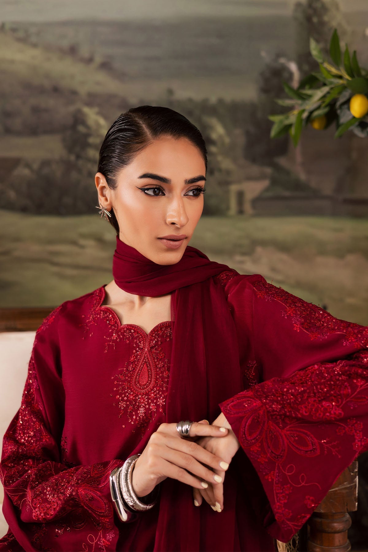 Nureh | Shades of Winter | NP-675 - Casual Dress - available at Maria Faisal in UK and USA.