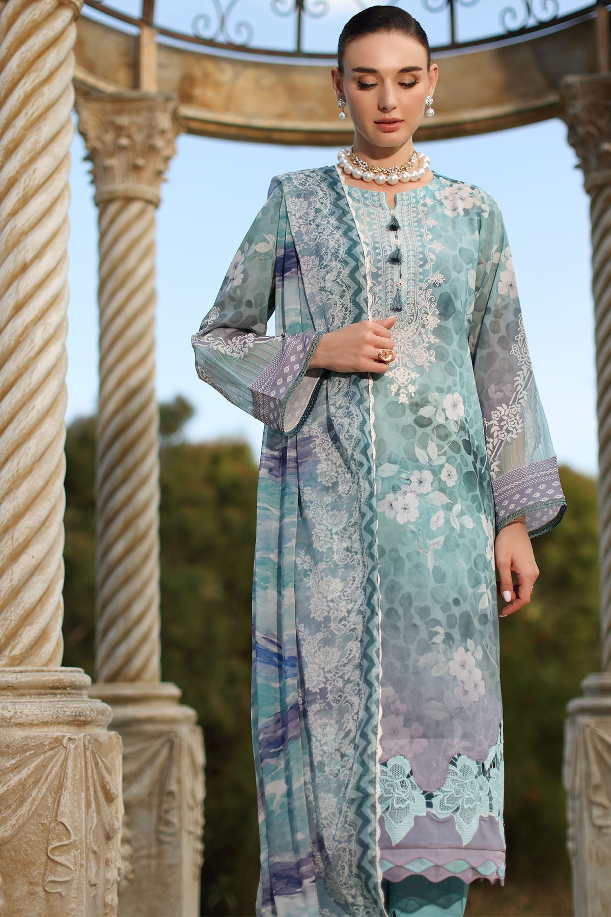 Nureh | Signature Prints 26 | SP-196 - Dress - available at Maria Faisal in UK and USA.
