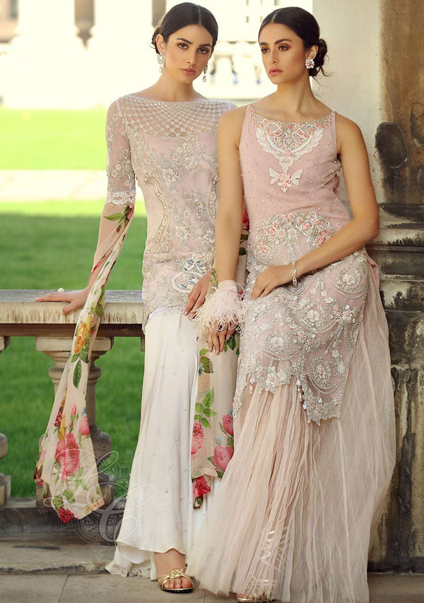 Layla Chatoor | Luxury Pret | Blush Pink Short Tunic - Luxury Dress - available at Maria Faisal in UK and USA.
