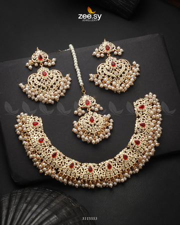 Gracious Necklace Set - Designer Dress with Intricate embroidery and embellishments. Shop elegent wedding dress at Maria Faisal.