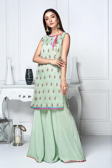 Hana | Eclectic Ready to Wear | Pistacia - Designer Dress with Intricate embroidery and embellishments. Shop elegent wedding dress at Maria Faisal.