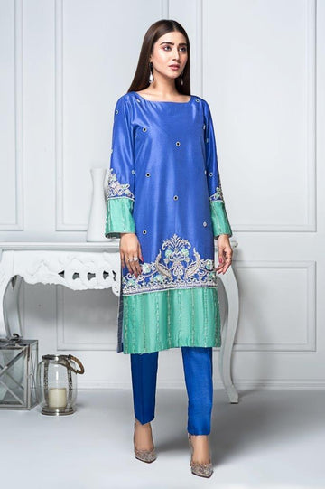 Hana | Eclectic Ready to Wear | Sapphire Twinkle - Designer Dress with Intricate embroidery and embellishments. Shop elegent wedding dress at Maria Faisal.