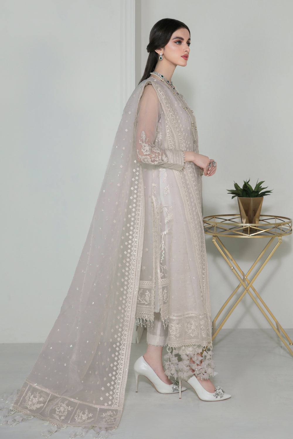 Baroque | Formals Collection | EMBROIDERED ORGANZA UF-186 - Formal Dress - available at Maria Faisal in UK and USA.
