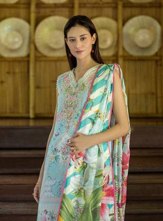 Roheenaz | Ethereal Bloom Lawn 25 | Mistelle by Maria Faisal - Registered Vendor of : Roheenaz - type : Ladies Clothes - 100% original wedding dresses