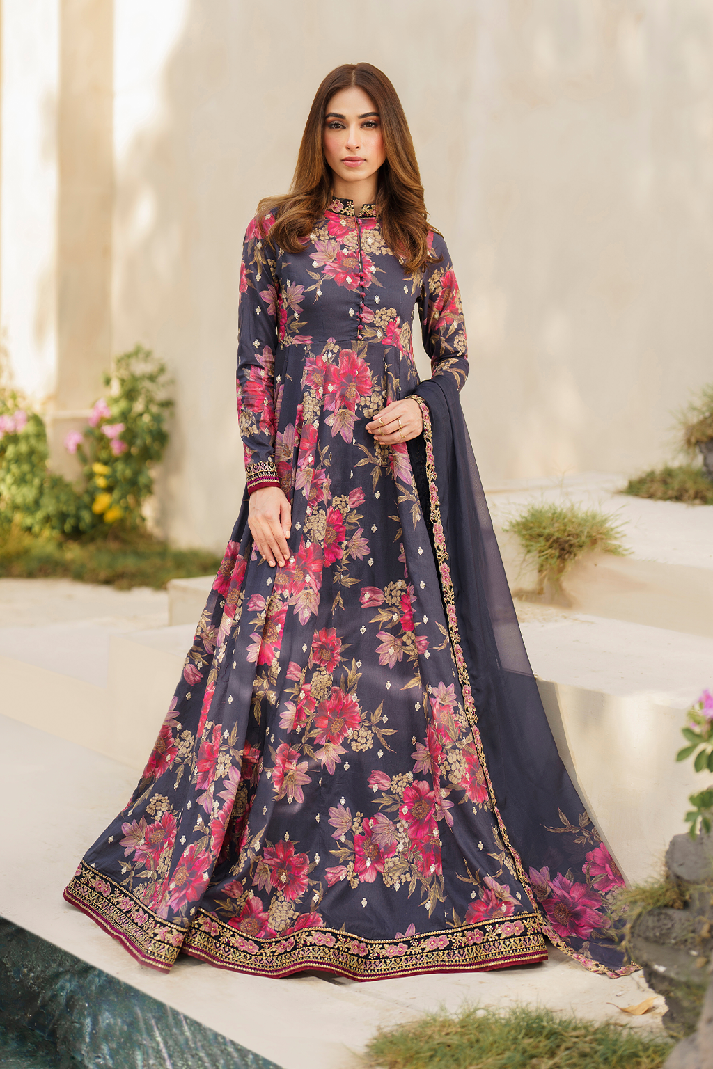 Iznik | Festive lawn 24 | SFL-12 - Designer Dress with Intricate embroidery and embellishments. Shop elegent wedding dress at Maria Faisal.
