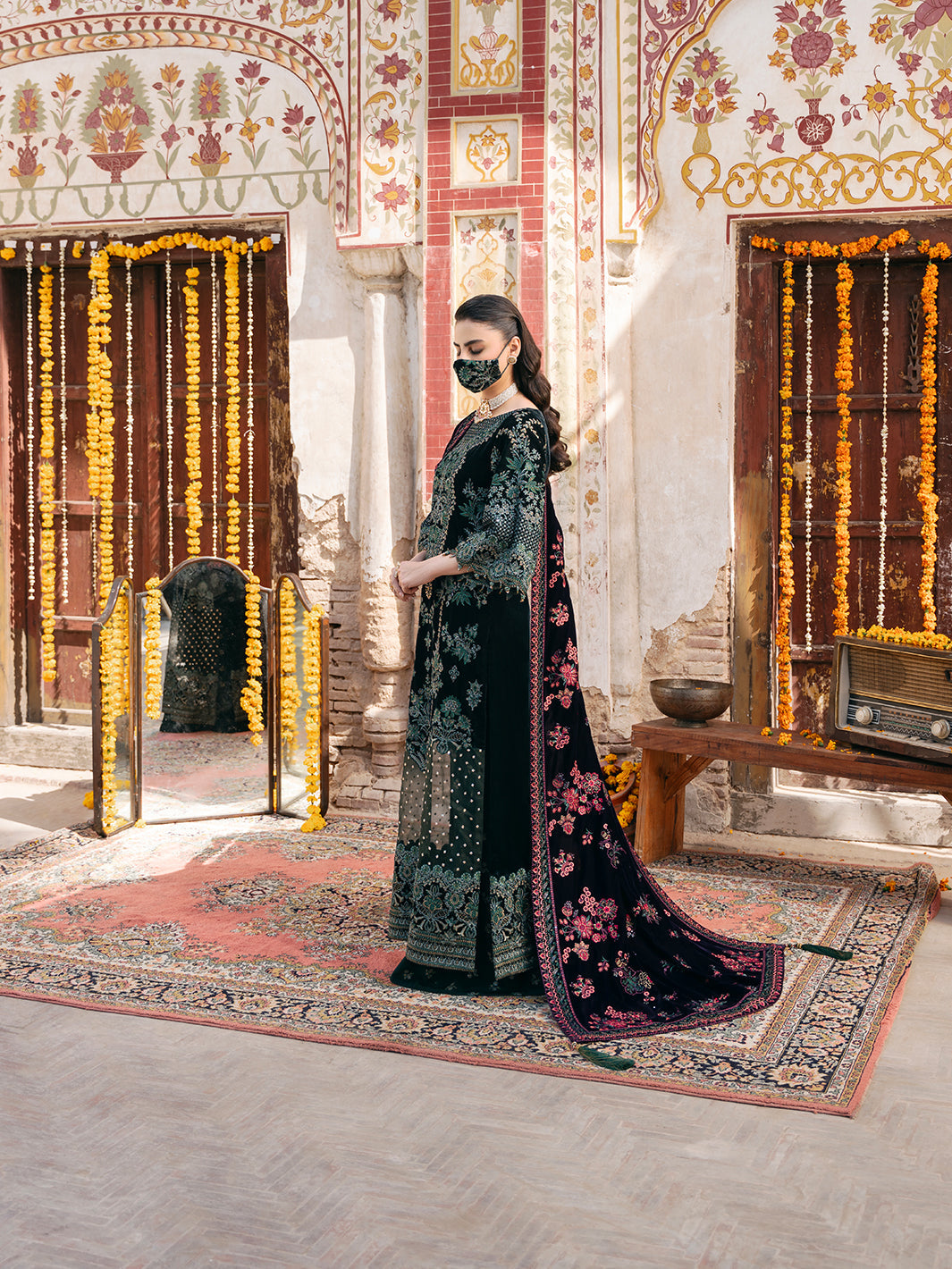 Flossie | Siara Velvet Formals | V-102 - B - Ladies Clothes - Maria Faisal