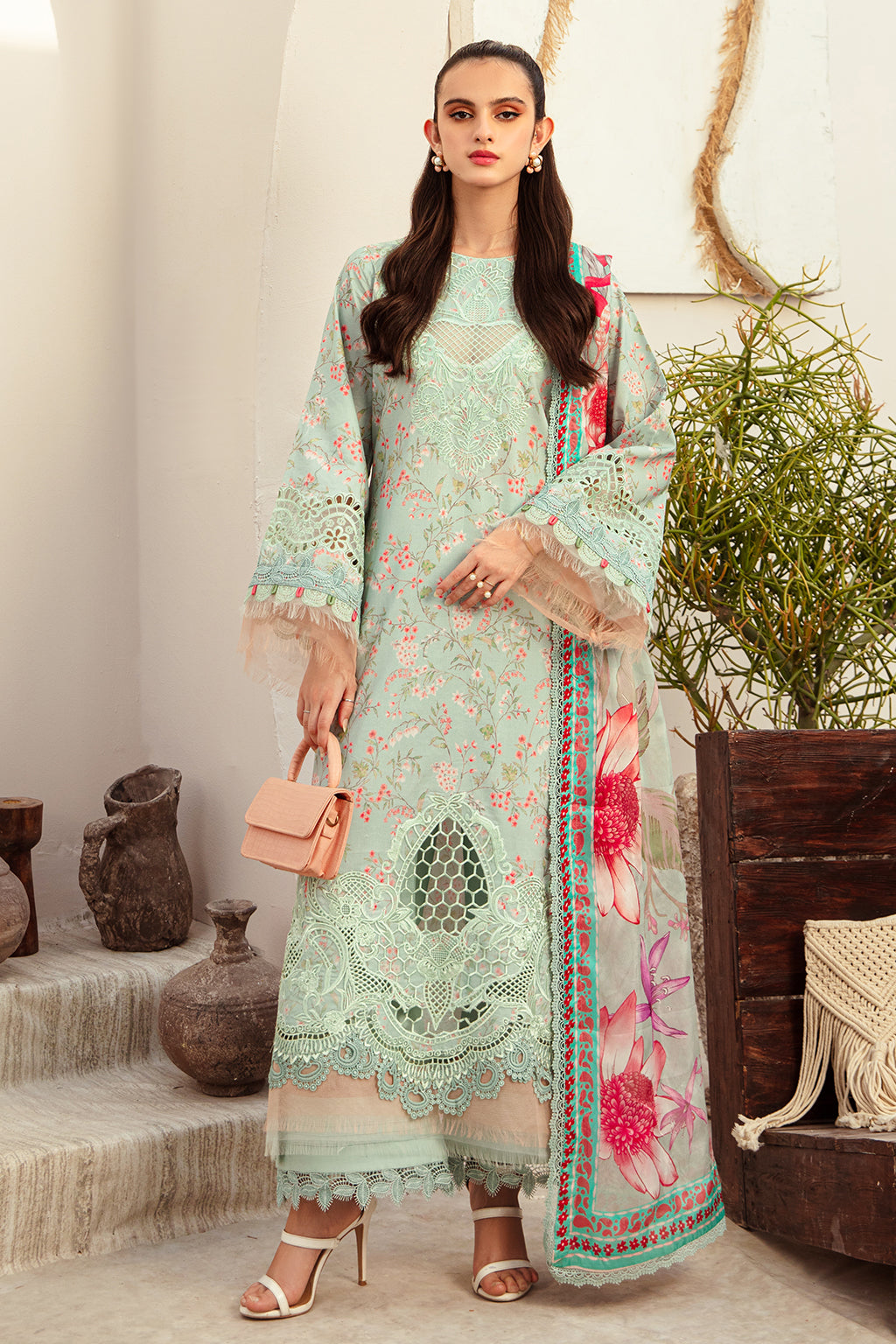 AJR Couture | Alif Affordable Lawn 24 | MISTY MORNING - Designer Dress with Intricate embroidery and embellishments. Shop elegent wedding dress at Maria Faisal.