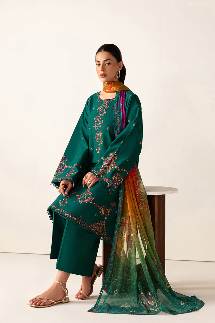 Farasha | Summer Melody 26 | Green Majesty - Casual Dress - available at Maria Faisal in UK and USA.