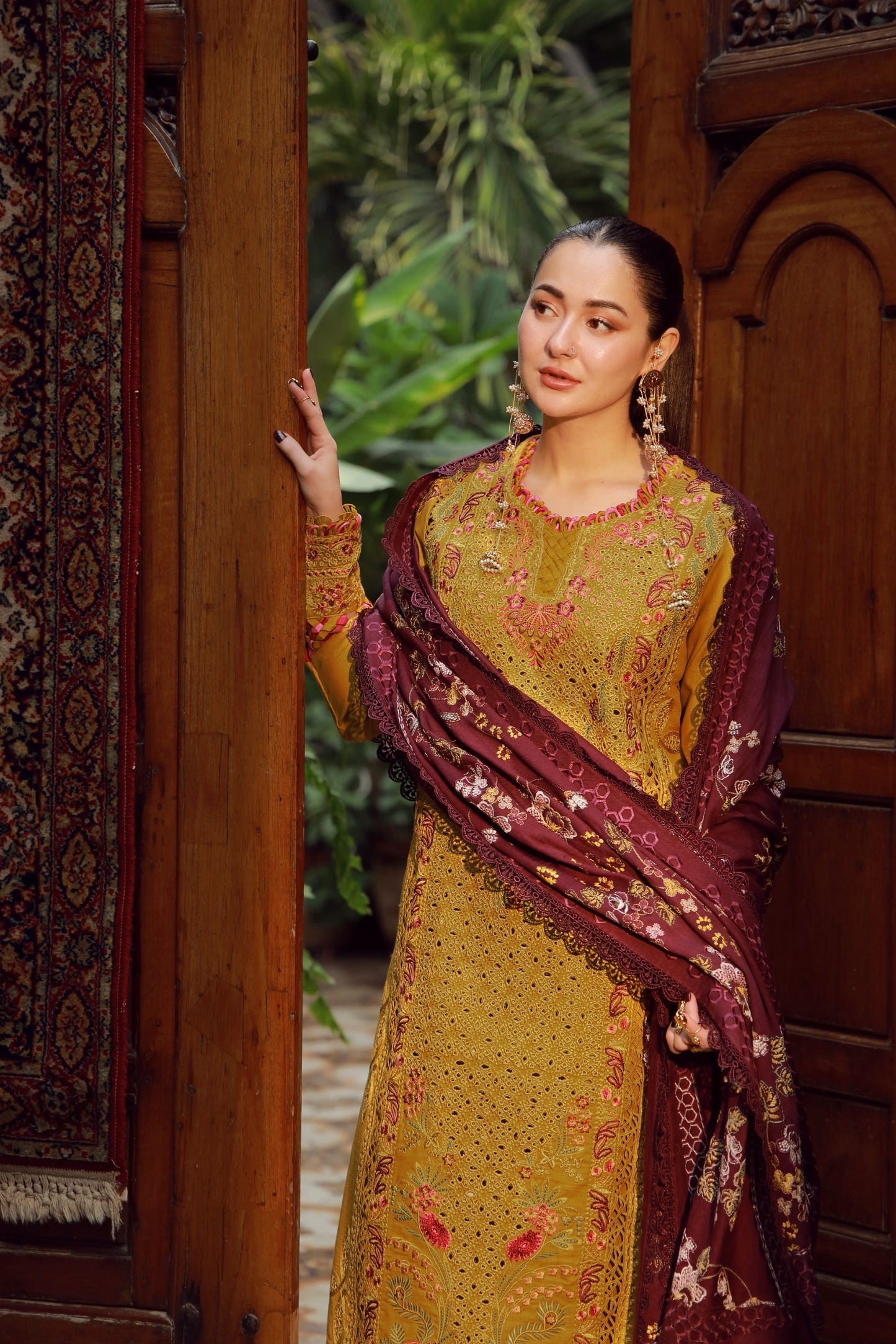 Maryam Hussain | Winter Shawl 25 | Soz - Formal Dress - available at Maria Faisal in UK and USA.