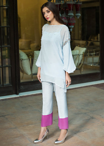 Hana | Serendipity Ready to Wear | Blue Berry Swirl - Designer Dress with Intricate embroidery and embellishments. Shop elegent wedding dress at Maria Faisal.