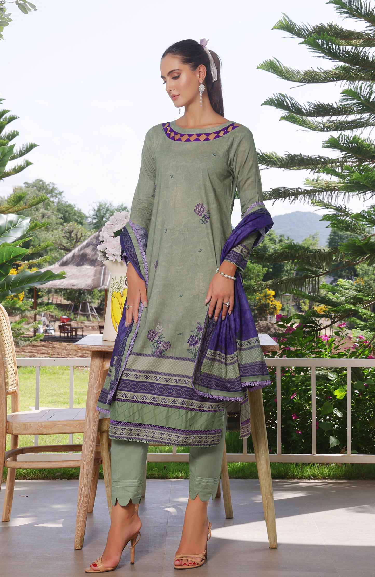 Alzohaib | Digital Printed Cambric | Colors Digital Cambric 3 Piece-CDC-25-04 - Ladies Clothes - Maria Faisal