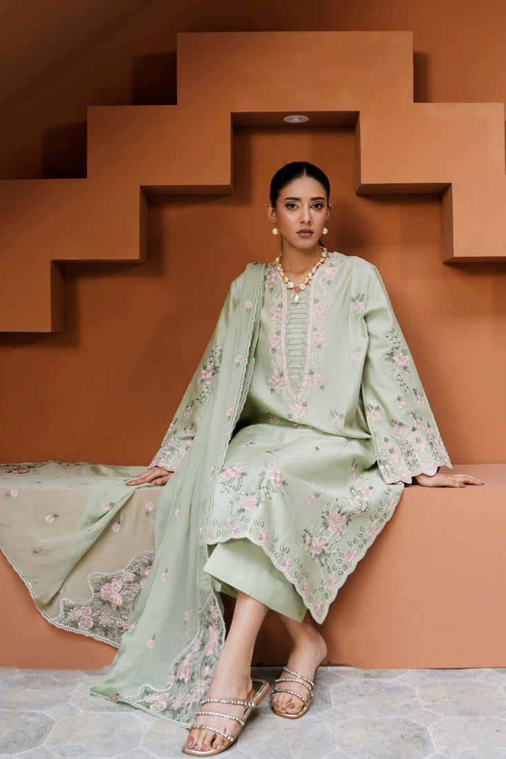 Marjjan | Leya Collection | MBL-94 (MINT GREEN) - Luxury Dress - available at Maria Faisal in UK and USA.