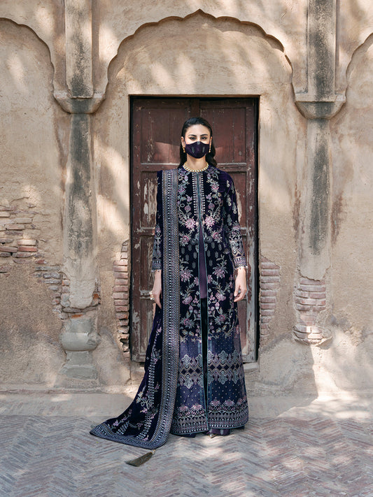 Flossie | Siara Velvet Formals | V-104 - B - Ladies Clothes - Maria Faisal