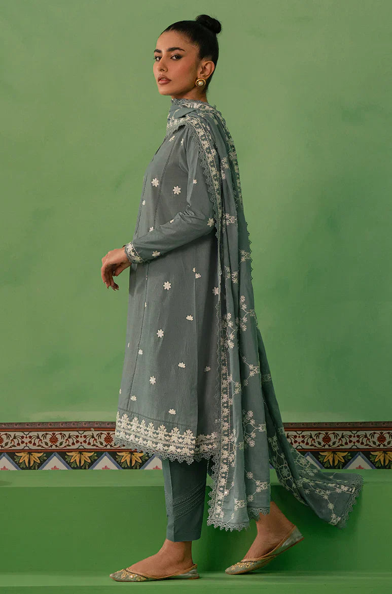 Cross Stitch | Mahiri Embroidered Collection | DUSTY GRANITE - Ladies Clothes - Maria Faisal