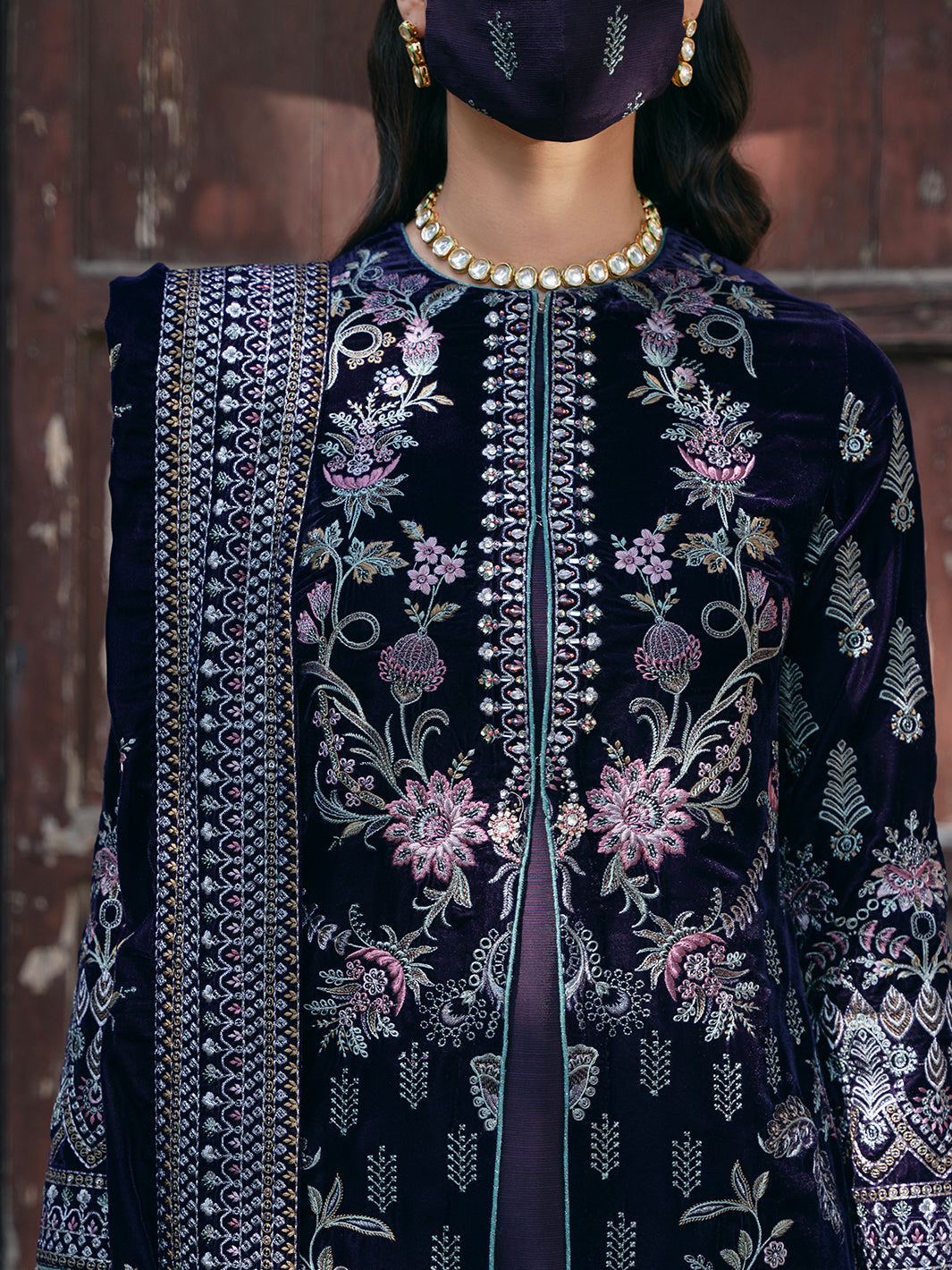 Flossie | Siara Velvet Formals | V-104 - B - Ladies Clothes - Maria Faisal