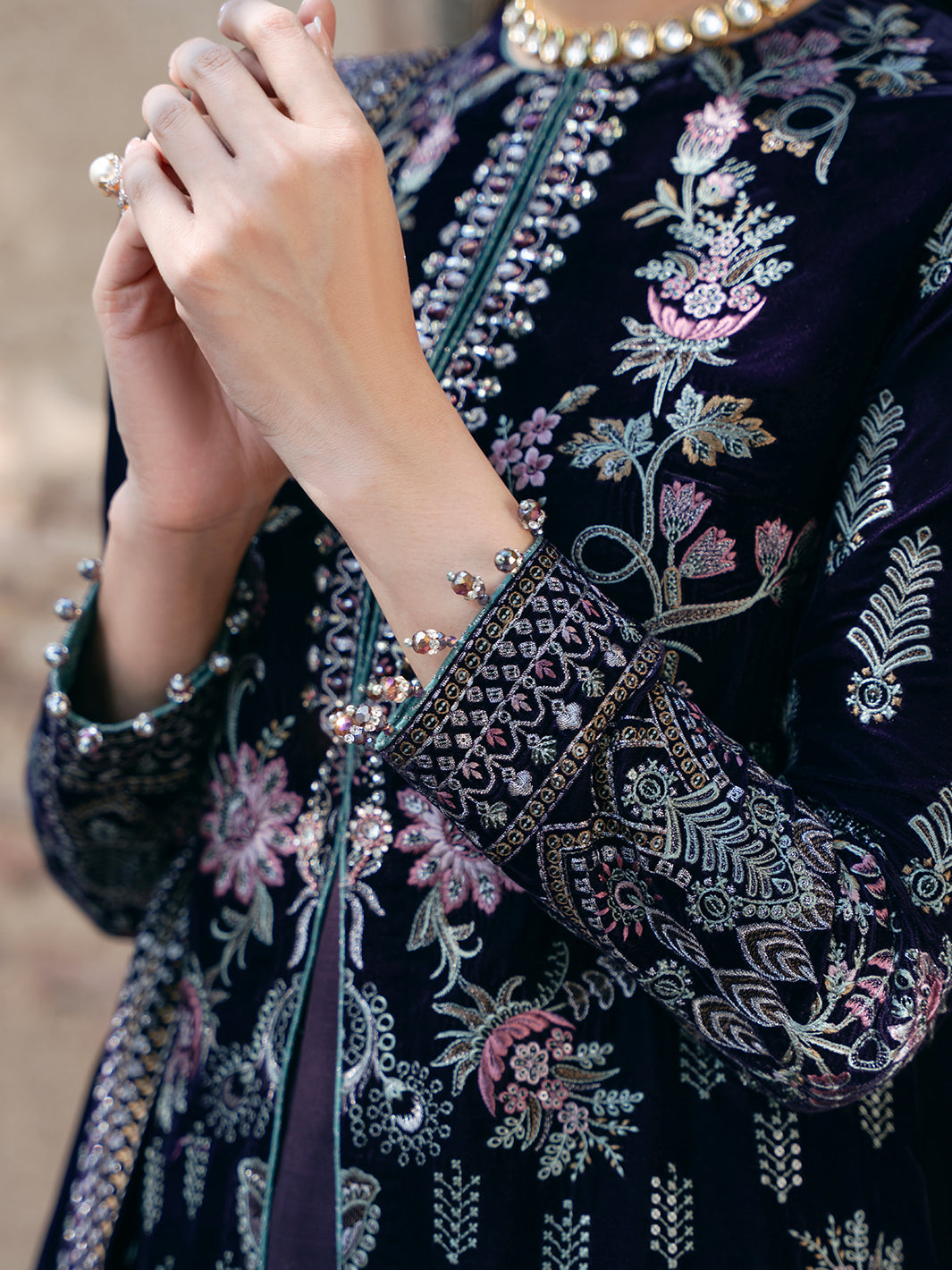 Flossie | Siara Velvet Formals | V-104 - B - Ladies Clothes - Maria Faisal