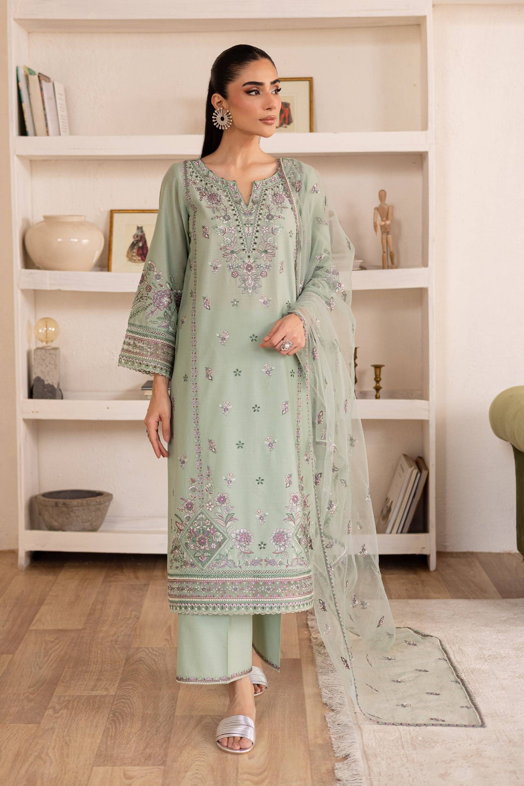 Batik | Nyra Embroidered Summer Solids | Arzou by Maria Faisal - Registered Vendor of : Batik - type : Ladies Clothes - 100% original wedding dresses