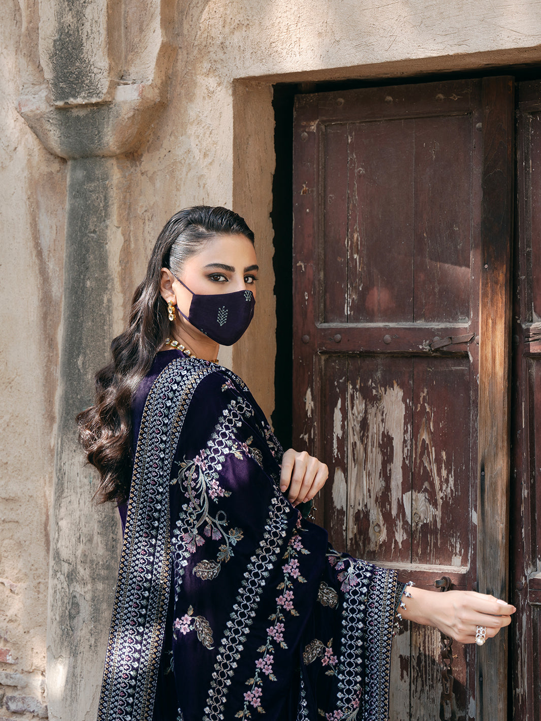 Flossie | Siara Velvet Formals | V-104 - B - Ladies Clothes - Maria Faisal