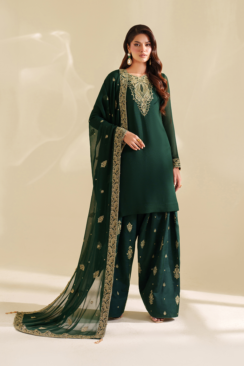 Iznik I Festive Formal I CC-75 Embroidered Chiffon - Ladies Clothes - Maria Faisal