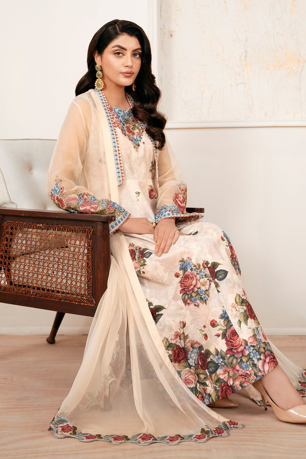 Baroque | Luxury Pret 25 | EMBROIDERED CHIFFON PR-1053 - Ladies Clothes - Maria Faisal
