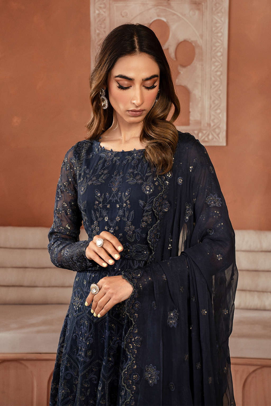 Iznik | Chiffon Kari | ICK-07 Embroidered Chiffon - Ladies Clothes - Maria Faisal
