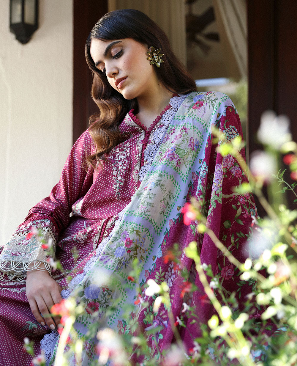 Republic Womenswear | Aylin Summer Lawn 24 | Fleur (D2-A) - Designer Dress with Intricate embroidery and embellishments. Shop elegent wedding dress at Maria Faisal.