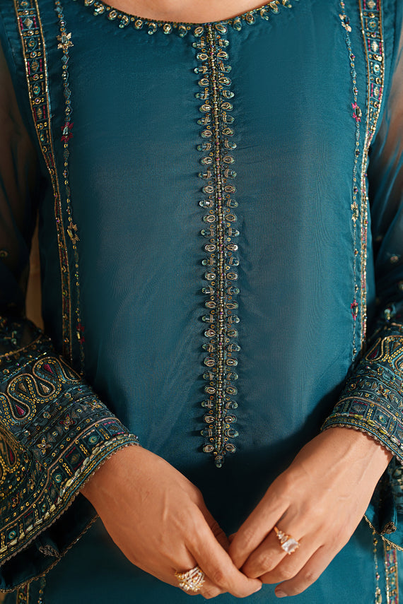 Naqshi | Feemora Organza Raw Silk | Rahmir - Formal Dress - available at Maria Faisal in UK and USA.