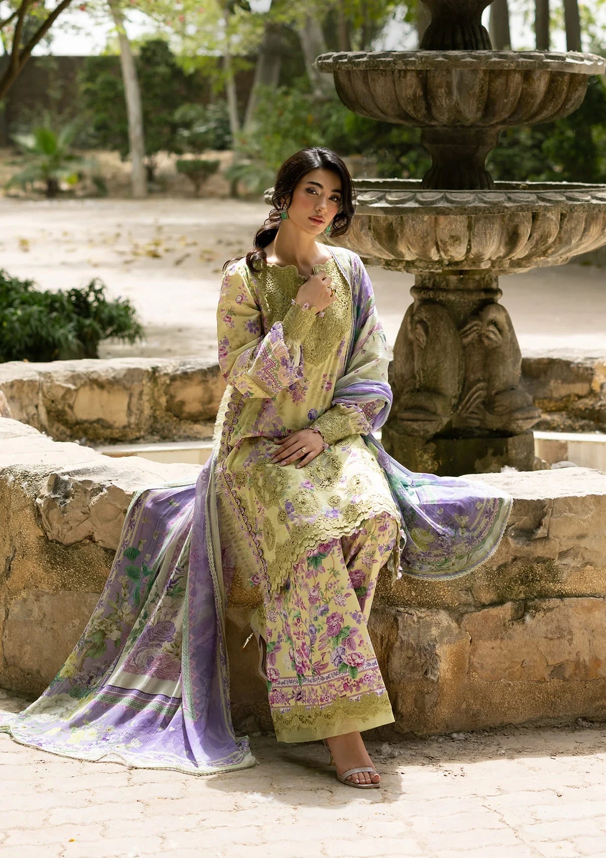 Elaf Premium | Signature Embroidered Lawn with Chiffon Collection 26 | ESG-8A OLIVIA - Luxury Dress - available at Maria Faisal in UK and USA.