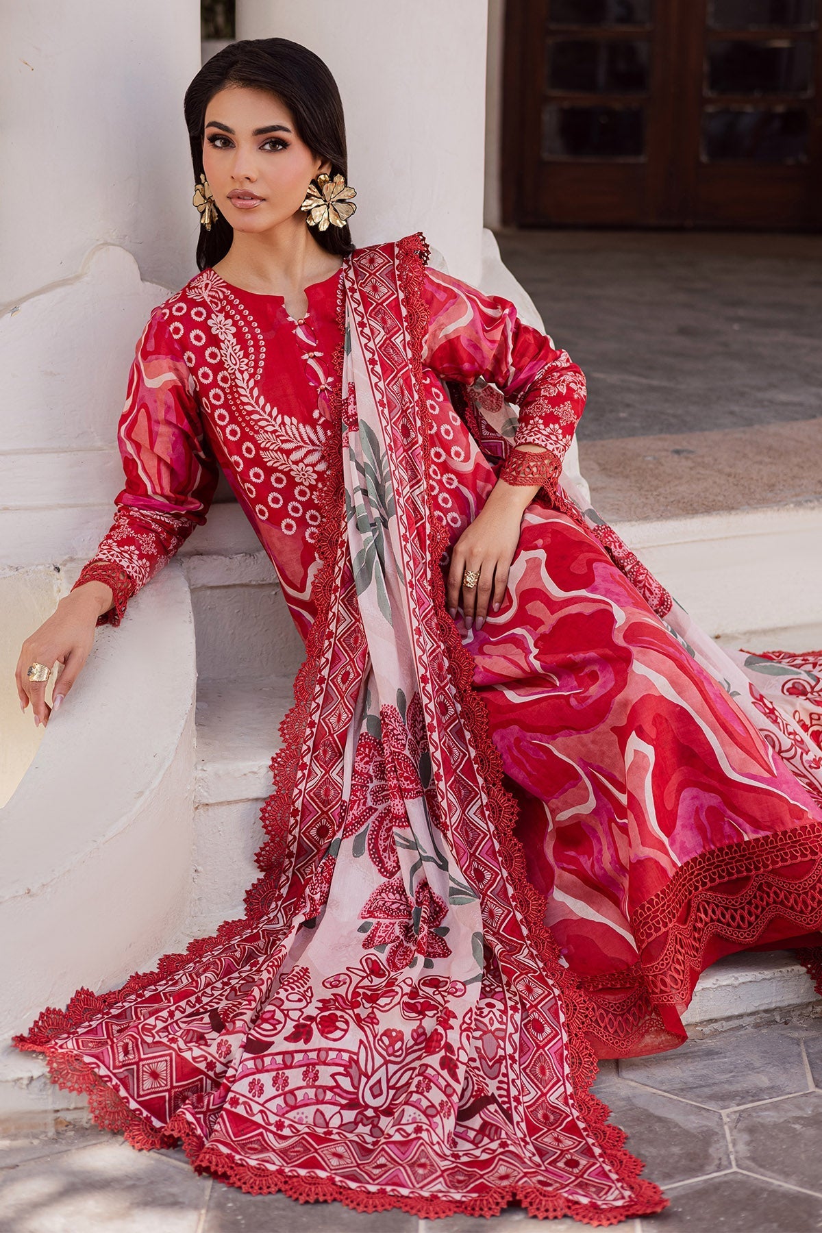Nureh | Rania Prints | NR-06 - Casual Dress - available at Maria Faisal in UK and USA.