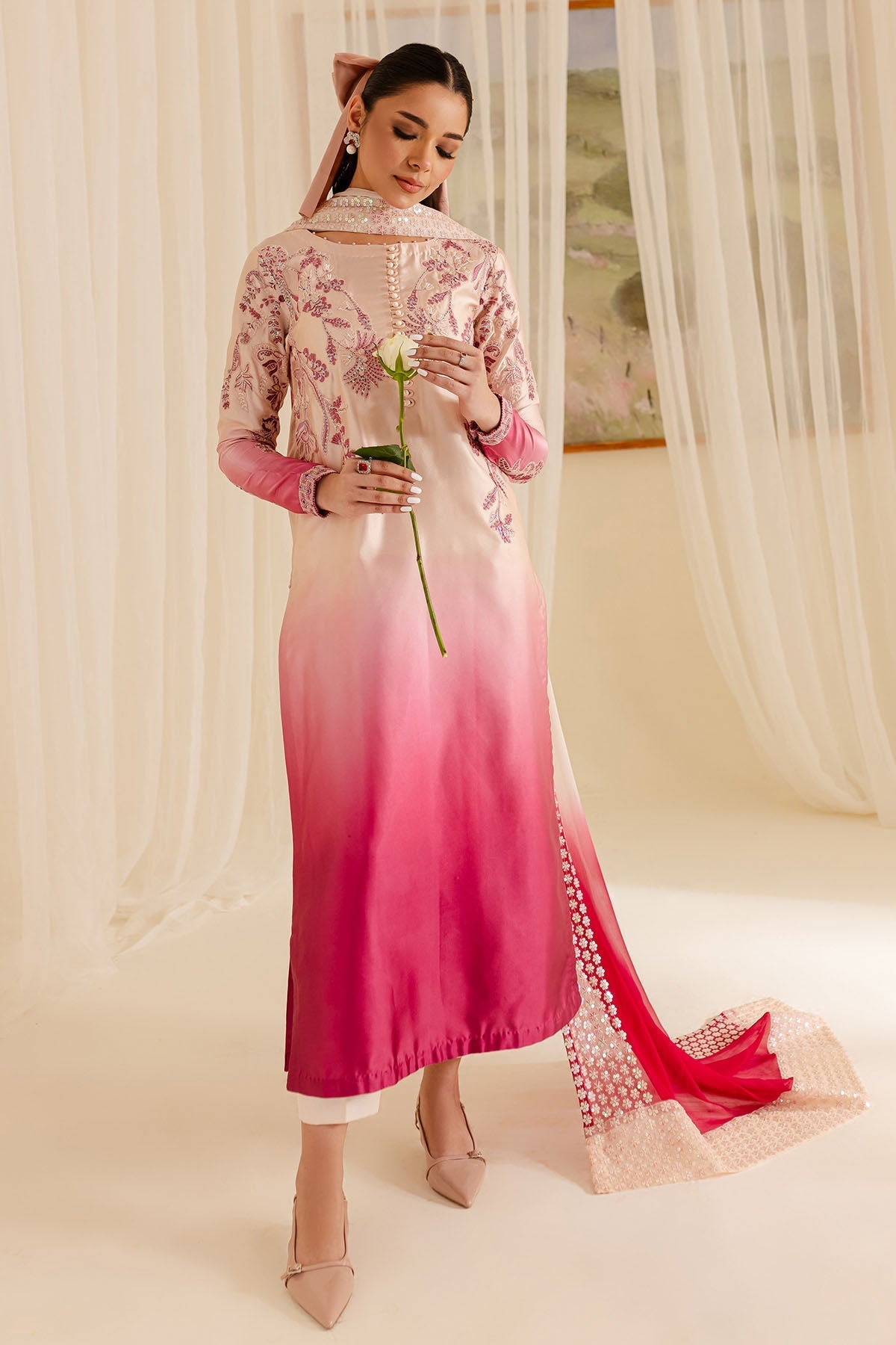 Nureh | Shades of Summer | NP-600 - Luxury Dress - available at Maria Faisal in UK and USA.