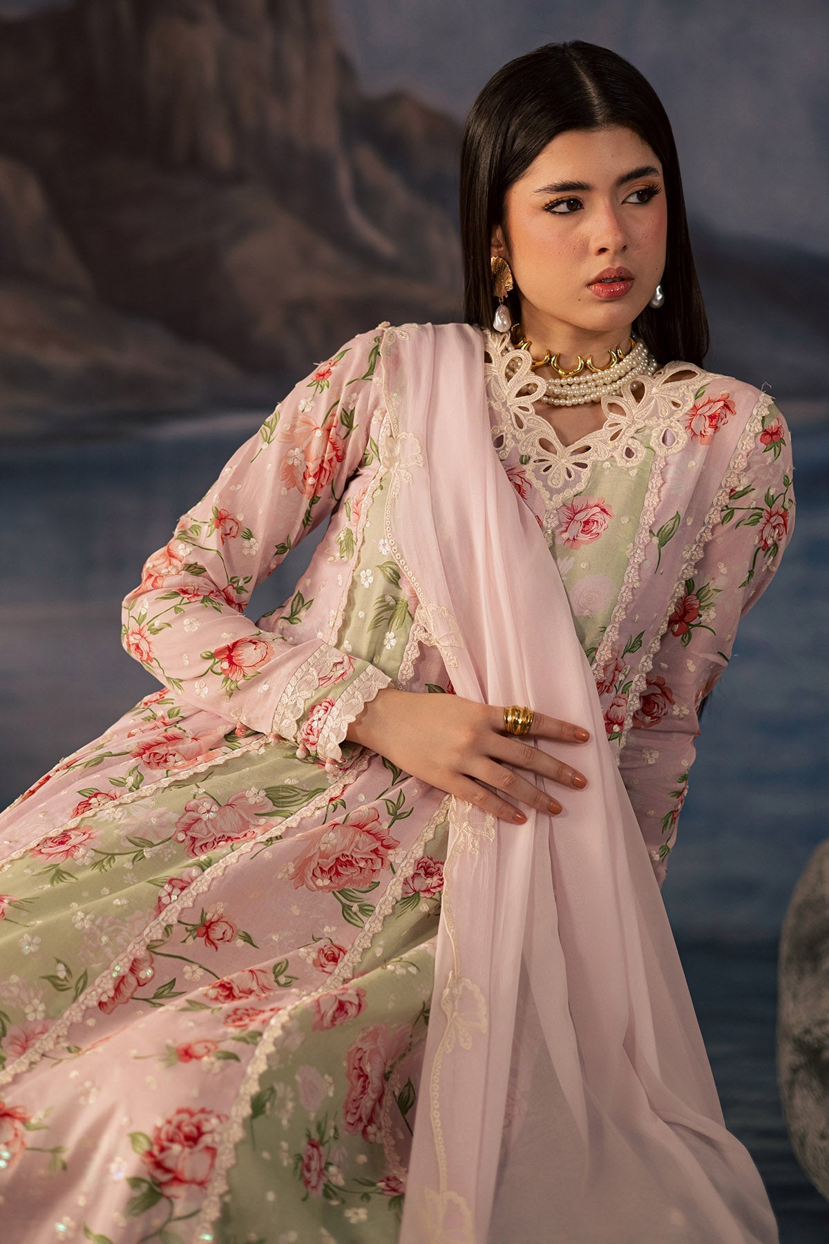 Nureh | Shades of Summer | NP-793 - Luxury Dress - available at Maria Faisal in UK and USA.