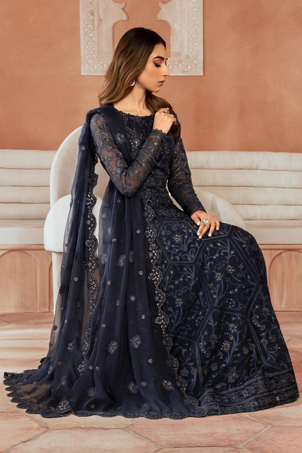 Iznik | Chiffon Kari | ICK-07 Embroidered Chiffon - Ladies Clothes - Maria Faisal