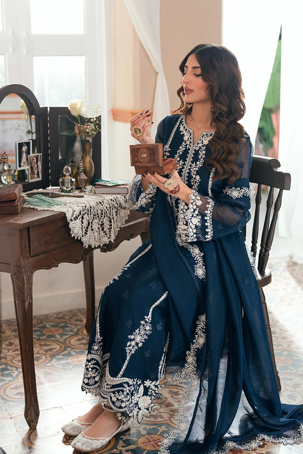 Azure | Eid Drop | Stellar Blue - Formal Dress - available at Maria Faisal in UK and USA.