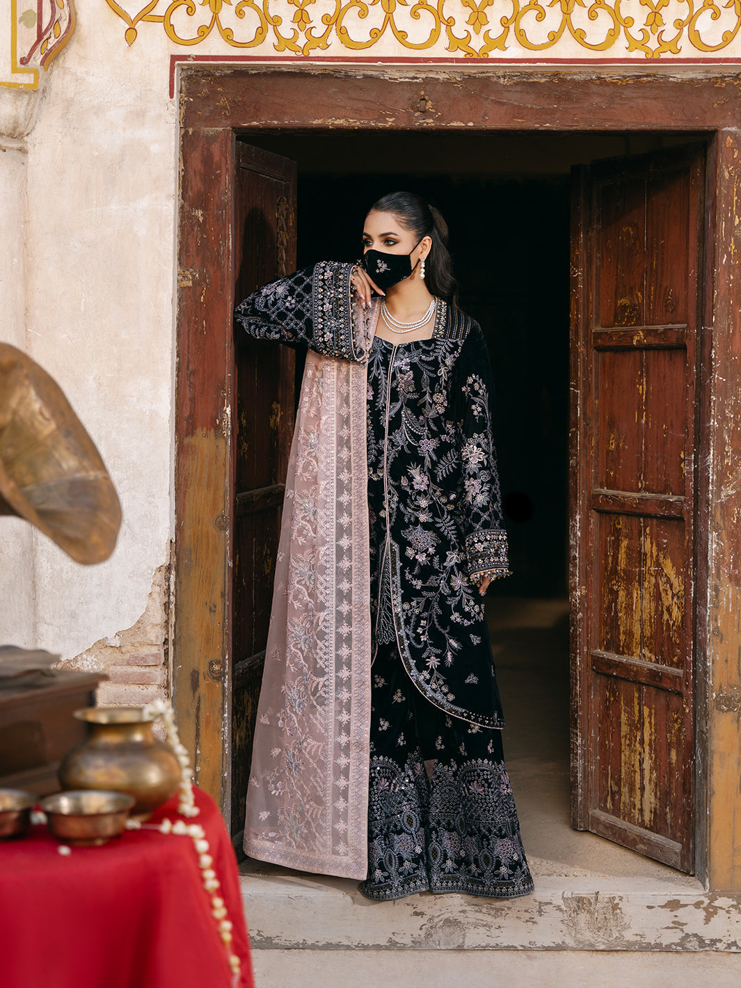 Flossie | Siara Velvet Formals | V-103 - B - Ladies Clothes - Maria Faisal