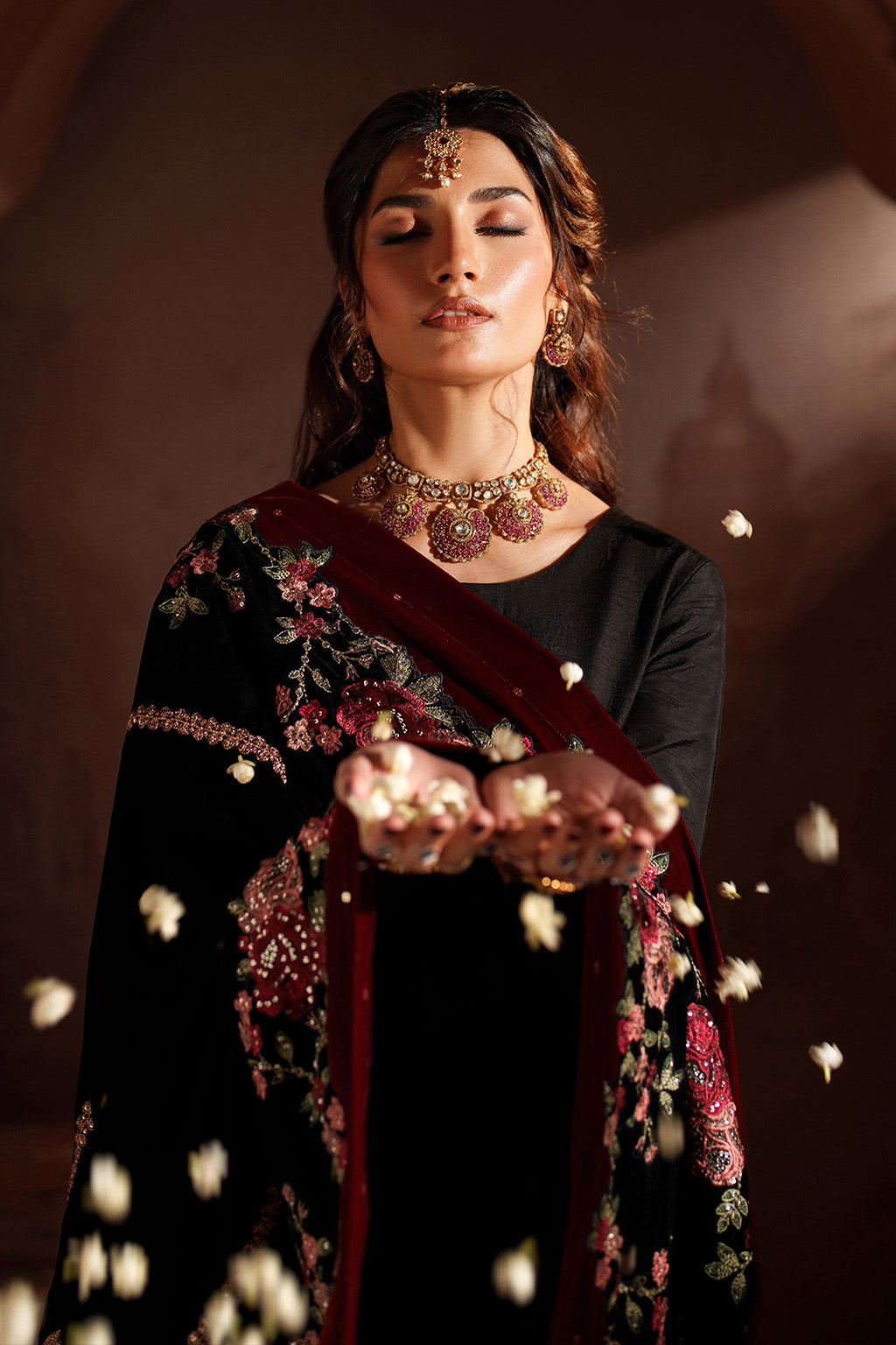 Iznik | Velvet 25 | IV-59 Embroidered Velvet - Formal Dress - available at Maria Faisal in UK and USA.