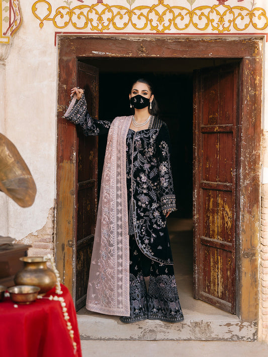 Flossie | Siara Velvet Formals | V-103 - B - Ladies Clothes - Maria Faisal