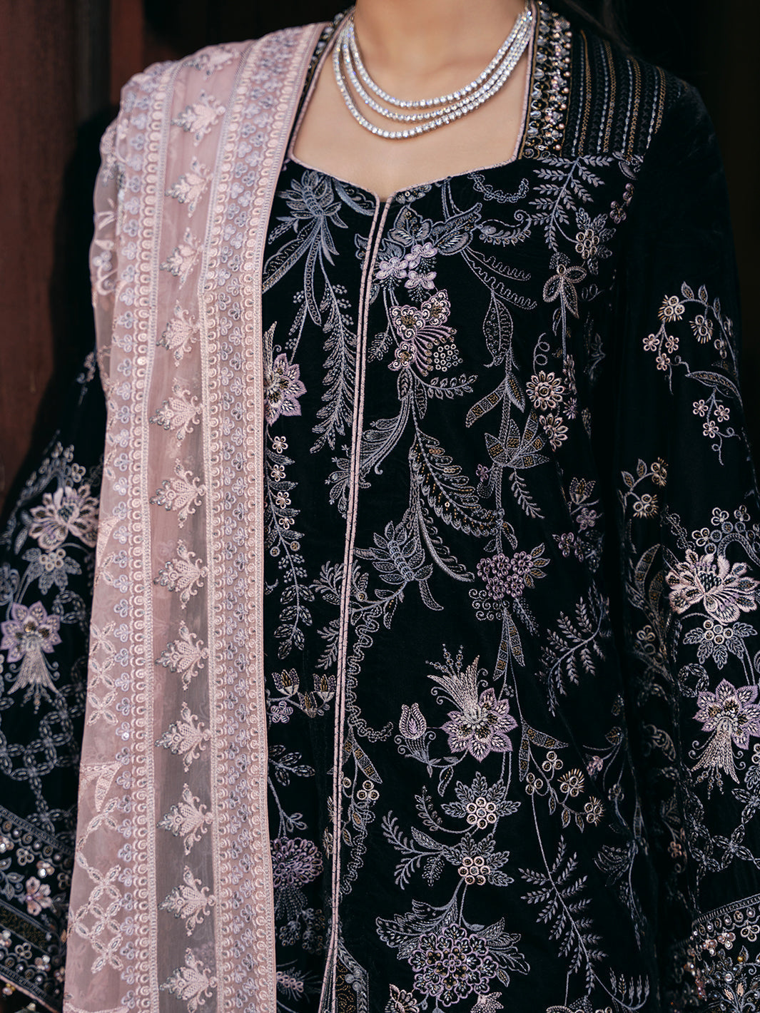 Flossie | Siara Velvet Formals | V-103 - B - Ladies Clothes - Maria Faisal