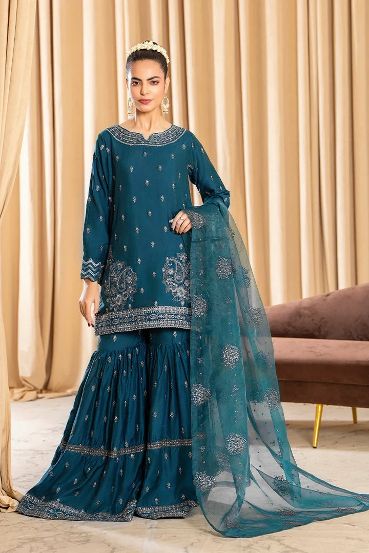 Ellena | Pret Dresses | 3-PC Stitched Embroidered Suit  815BLS - Ladies Clothes - Maria Faisal