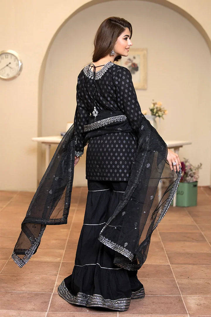 Ellena | Pret Dresses | 3-PC Stitched Embroidered Suit 976BKL - Ladies Clothes - Maria Faisal
