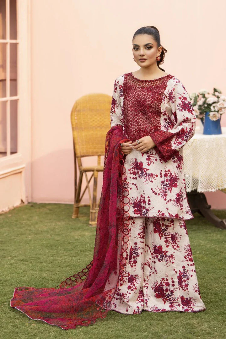 Ellena | Pret Dresses | 3-PC Stitched Embroidered Suit  982OWS - Ladies Clothes - Maria Faisal