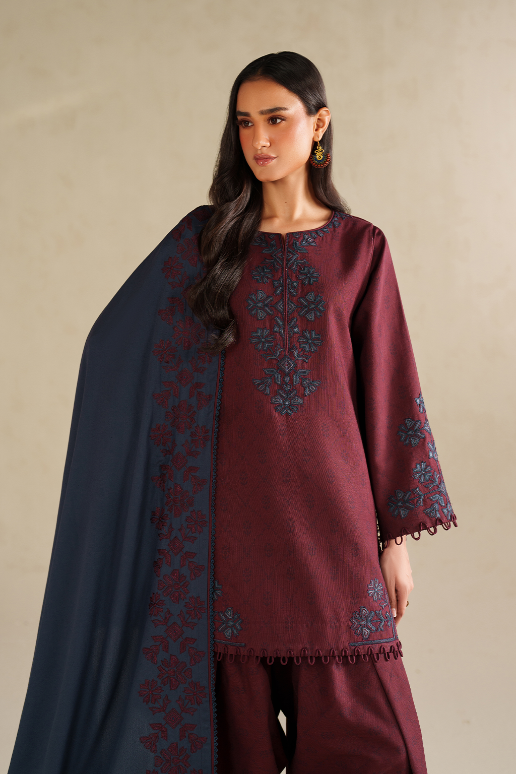 Iznik | Winter Chapter 25 | UE-592 Printed Khaddar - Casual Dress - available at Maria Faisal in UK and USA.