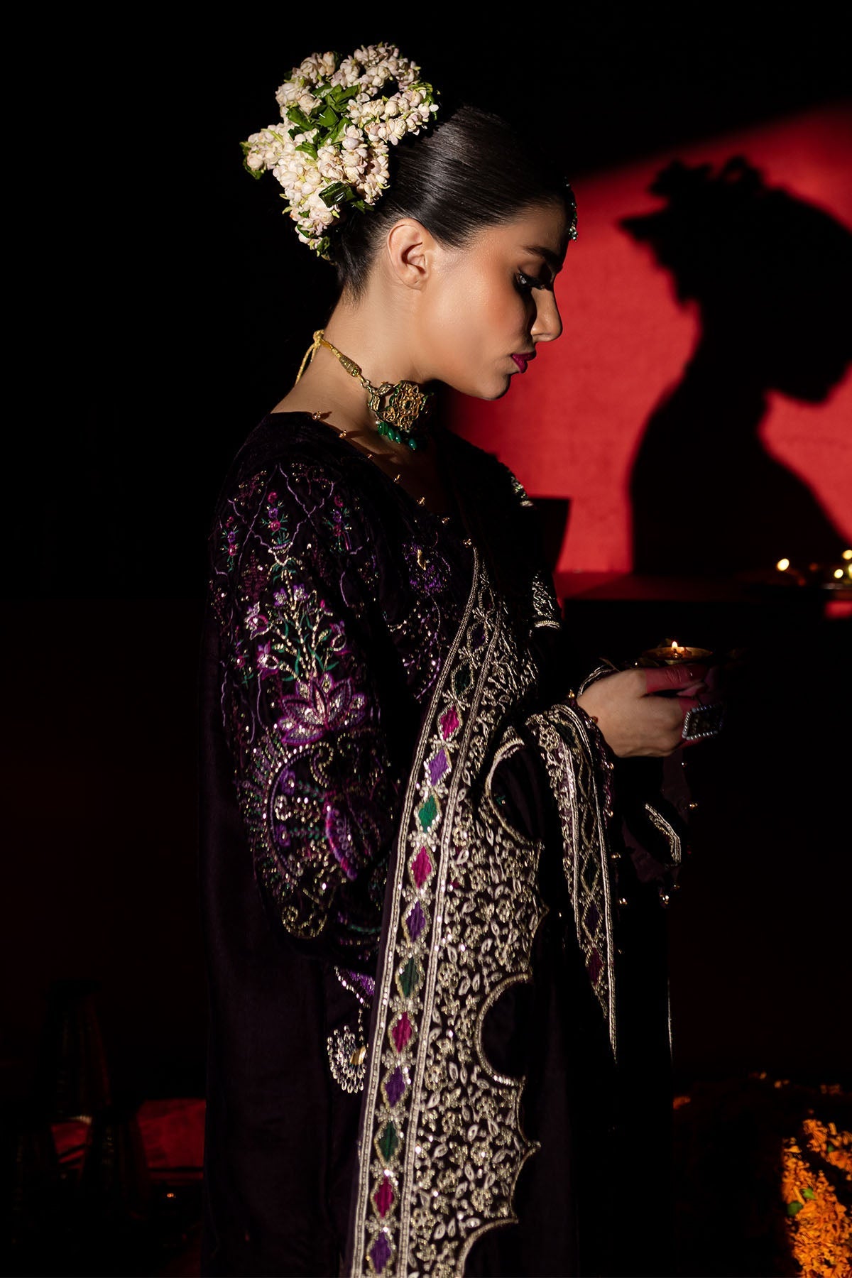 Nureh | Maya Velvet | NW-91 - Formal Dress - available at Maria Faisal in UK and USA.